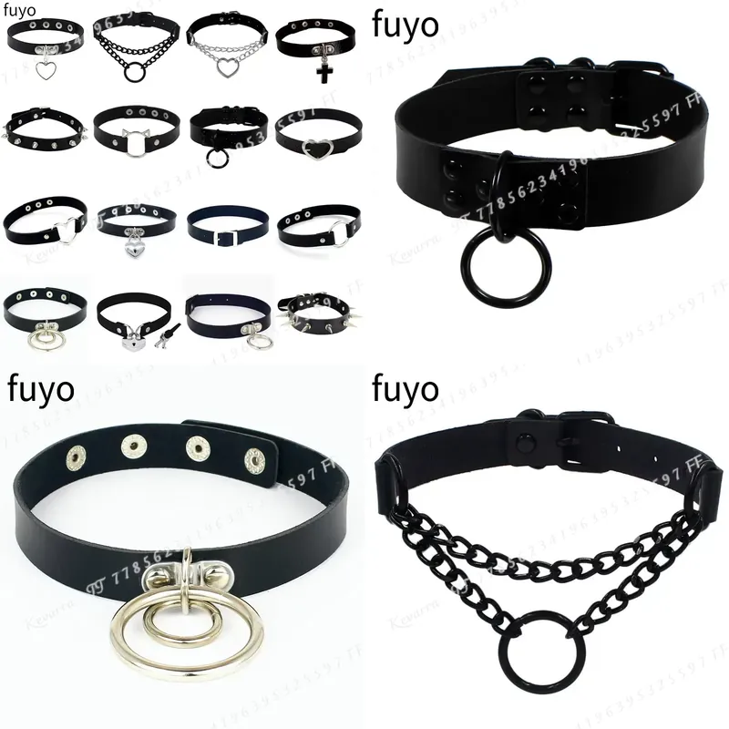 Magnetic Clasp Cosplay - Seksowny punkowy skórzany choker, obroża bondage,