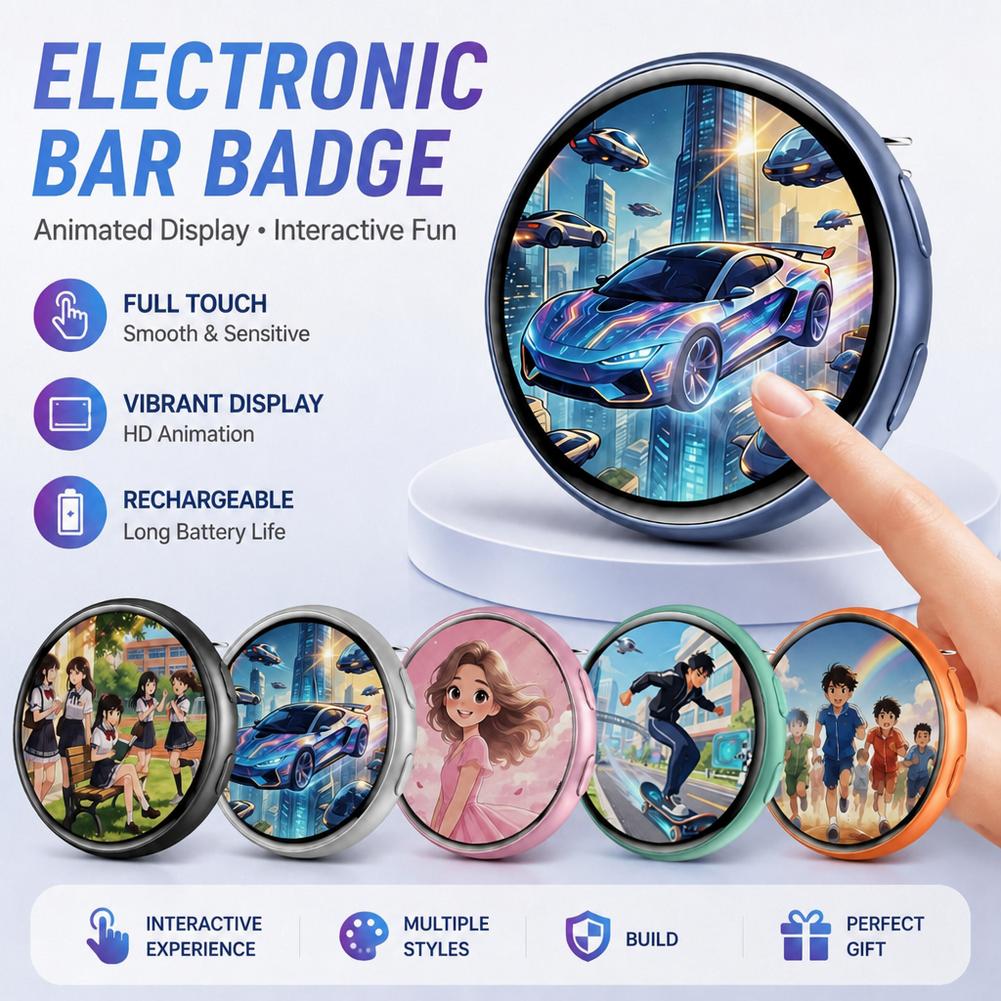 Magnetic Clasp Cosplay - Inteligentne Cyfrowe Odznaki z Ekranem Dotykowym,